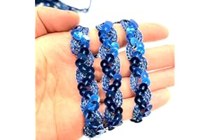 Lmlliang 5 Yards 0.6Inch Elastic Sequin Ribbon Trim Glitter Metallic Stretch Flat Sequinfor DIY Crafts, Sewing Dress Fabric Ribbon Sewing Craft Supplies(Royal Blue)