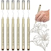 CHARSOCO 01 Micro Pen, 6 Pack Brown Fine Point Pen with Waterproof Archival Ink, 0.25mm Fineliner Ink Pens for Artist Illustration, Sketching, Anime, Manga, Technical Drawing and Scrapbooking-fan