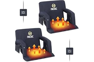 Nice C Heated Bleacher Seat, 5 Reclining Positions Waterproof Cushion, Upgraded Ultralight, Foldable, Extra Thick Padding, wi