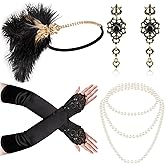 Mukum 1920s Flapper Costume Accessories Set for Women, Great Gatsby Costume Roaring 20s Accessories Set with Headpiece