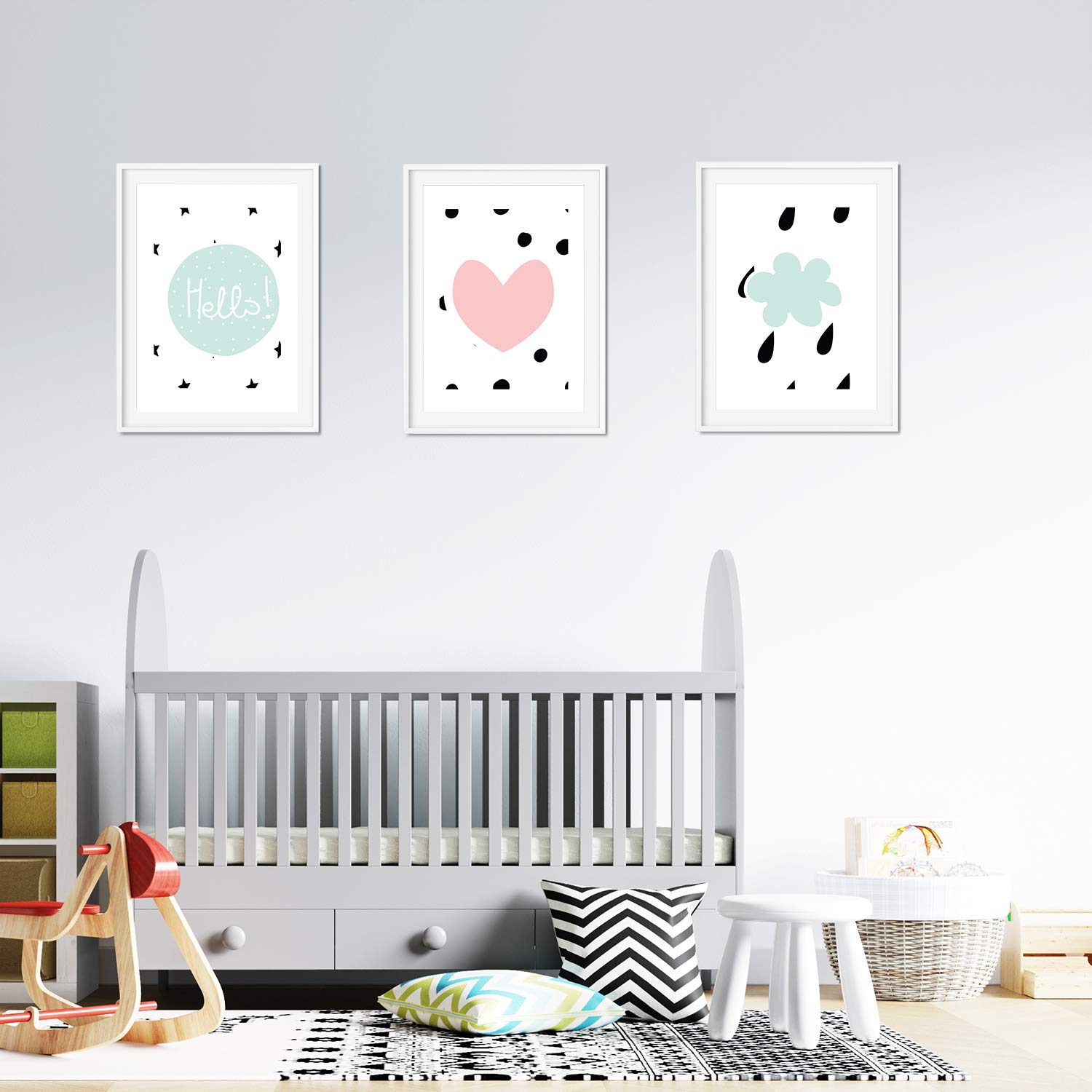 Nacnic Set of 3 posters for children and children's room Scandinavian style and size A4Nube heart unframed