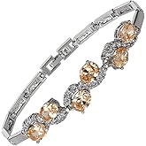 RIZILIA Tennis Bracelet & Oval Cut CZ [6 Colors available] in White Gold Plated, 7"