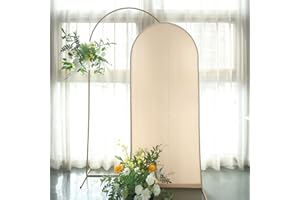 EFAVORMART.COM Efavormart 6ft Beige Spandex Fit Round Top Backdrop Frame Stand Cover, 2-Sided Wedding Arch Cover