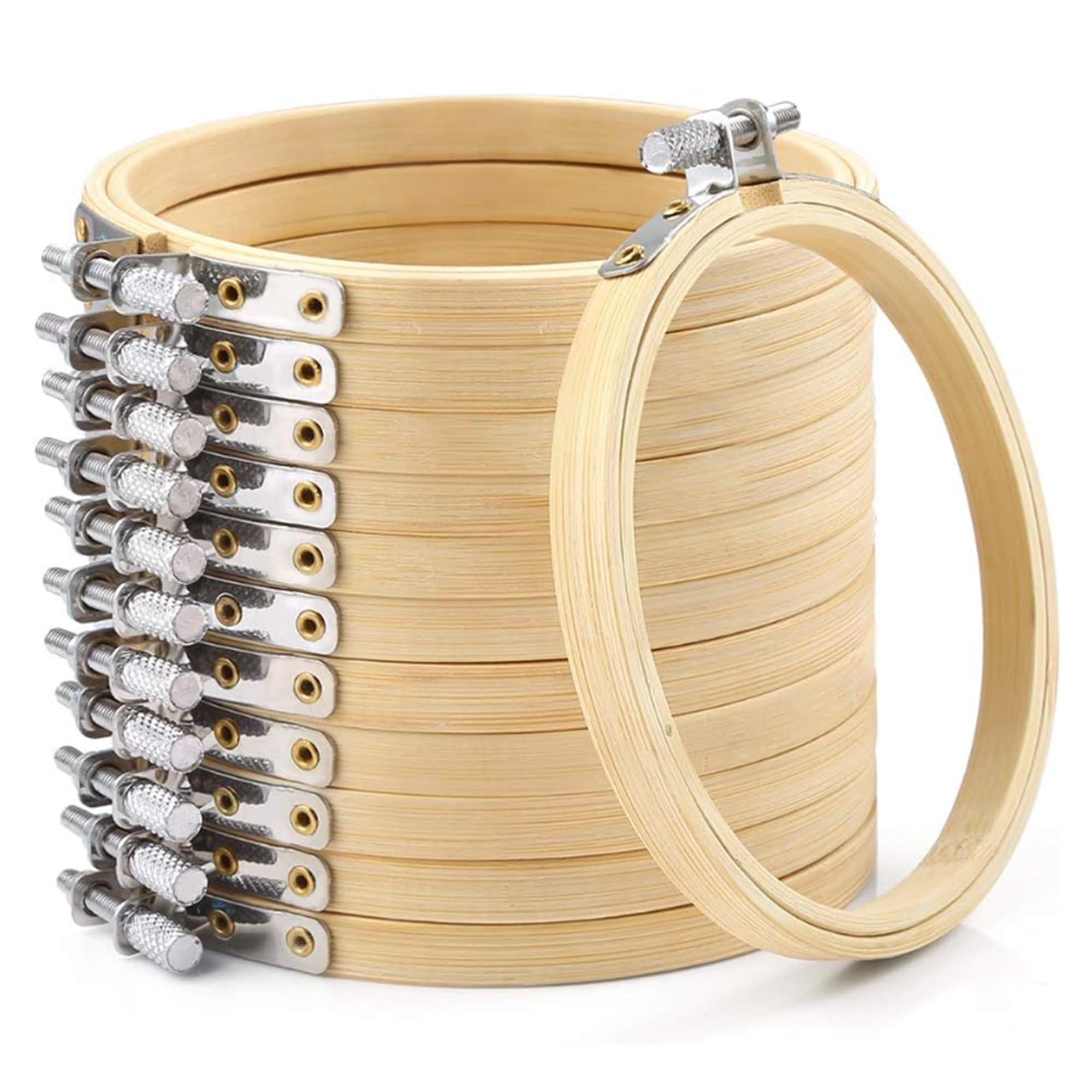 Caydo 12 Pieces 10cm/4 inch Round Embroidery Hoop Mini Bamboo Cross Stitch Hoop for Art Sewing and Decoration