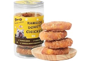 PAWUP Dog Treat Chicken Wrapped Rawhide (4pcs) for Large Dogs, Long Lasting Dog Treat Ring w/Taurine for Aggressive Chewer, 12.5oz