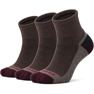 WANDER Merino Wool Quarter Light Hiking Socks 3 Pairs Cushion Odor Control | Breathable,Moisture-wicking,Anti-blister,Arch-su