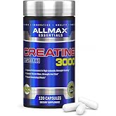 ALLMAX Creatine Monohydrate Capsules 3000 mg, 120 Count, Unflavored | Supports Strength &amp; Power, Enhances Exercise Performance, 3000mg Creatine Monohydrate, Gluten Free, Lab Tested