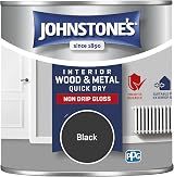 Johnstone's Wood & Metal Paint Gloss Black 250ml Water Based Quick Dry view 8