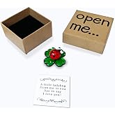 Laozai I Love You Gift, Lucky Charm,Hand-Blown Mini Crystal Ladybug on 4-Leaf Clover Figurine Perfect Good Luck Gift for Him Boyfriend or Girlfriend Valentine's Day Anniversary