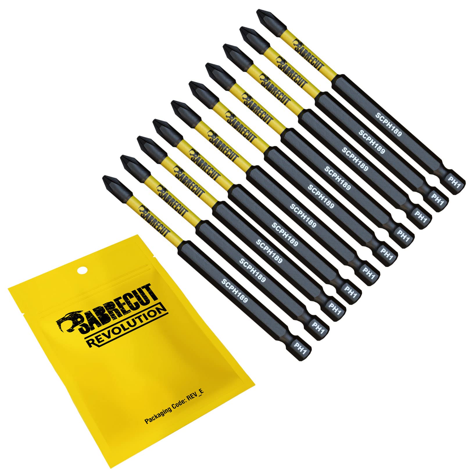 10 x SabreCut SCPH189_10 89mm PH1 Magnetic Impact Screwdriver Driver Bits Set Phillips Heavy Duty