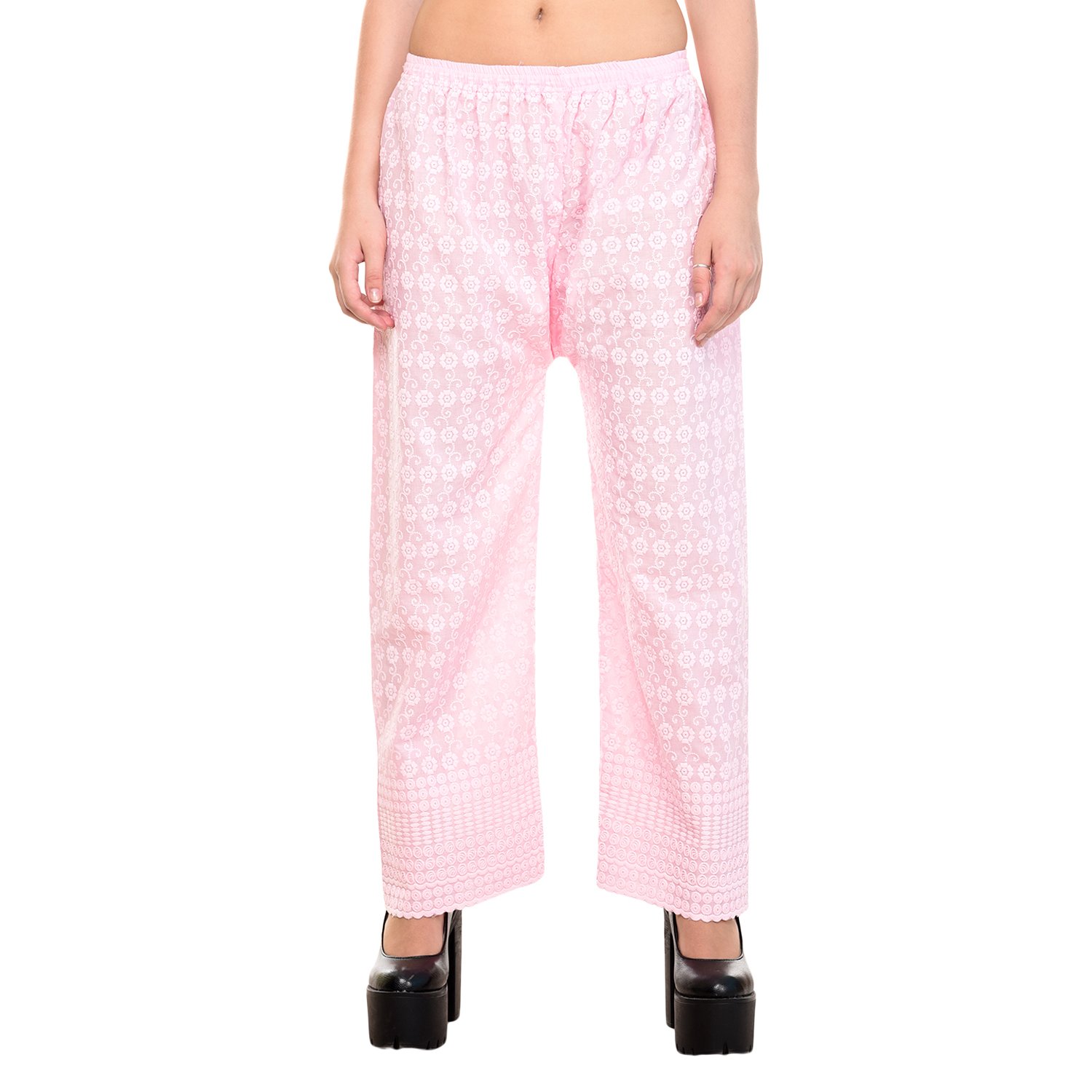 entire charming surat's fabric cotton purple full chicken palazo/lower/trouser/bottom/pant