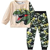 WMHNEI Toddler Baby Boys Dinosaur Clothes Long Sleeve Top & Pants Casual Wear 2-7 Years Fall Outfits Set
