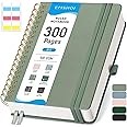 EMSHOI Spiral Notebook College Ruled, 300 Numbered Pages, B5 Large Hardcover Leather, 100 GSM Thick Lined Journal for Women Men Work Writing Journaling Note Taking, 7.48" x 10.15", Light Green
