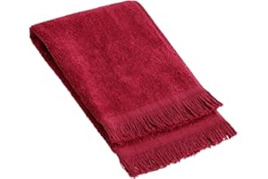 The Holy South - Fringed Reversible Fingertip Hand Towel (Size 11" W x 18" L) Terry Cotton Washcloth Set for Face and Bathroom use. (3, Maroon)
