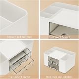 RISEMART Desk Organiser with 2 Drawers White 19.5x14x10cm Pen Holder view 4