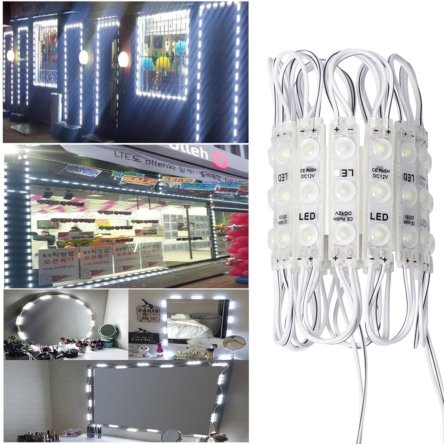 Photo 1 of AOOYUANKE LED Module, 200pcs 100 Ft 3 LED Sign storefront Lights Module White Super Bright 2835 SMD IP65 Waterproof for Advertising Signs with Tape Adhesive Backside (White Light,NO Power Supply)