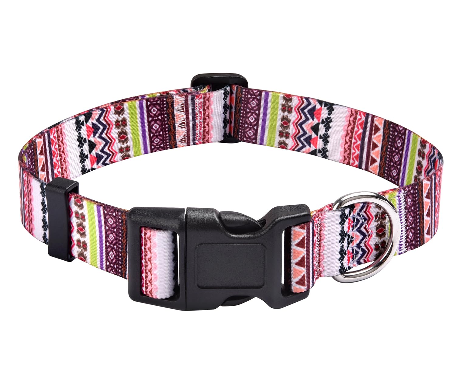 Mihqy Dog Collar with Bohemia Floral Tribal Geometric Patterns - Soft Ethnic Style Collar Adjustable for Small Medium Large Dogs(Pink Bohemia,XS) — image 1