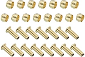 PATIKIL 6mm Tube ID Compression Assortment Kit, 15 Set Brass Compression Sleeve Ferrule & Insert for Water Oil Air Pipe