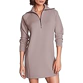 COCOMARTS Womens Long Sleeve Sweatshirt Dress Crewneck Quarter Zip Mini Dresses with Pocket 2025 Fall Winter Fashion Clothes