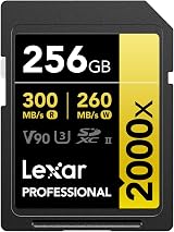 Lexar Professional 2000x 256GB SDXC UHS-II Card, Read 300MB/s Write 260MB/s
