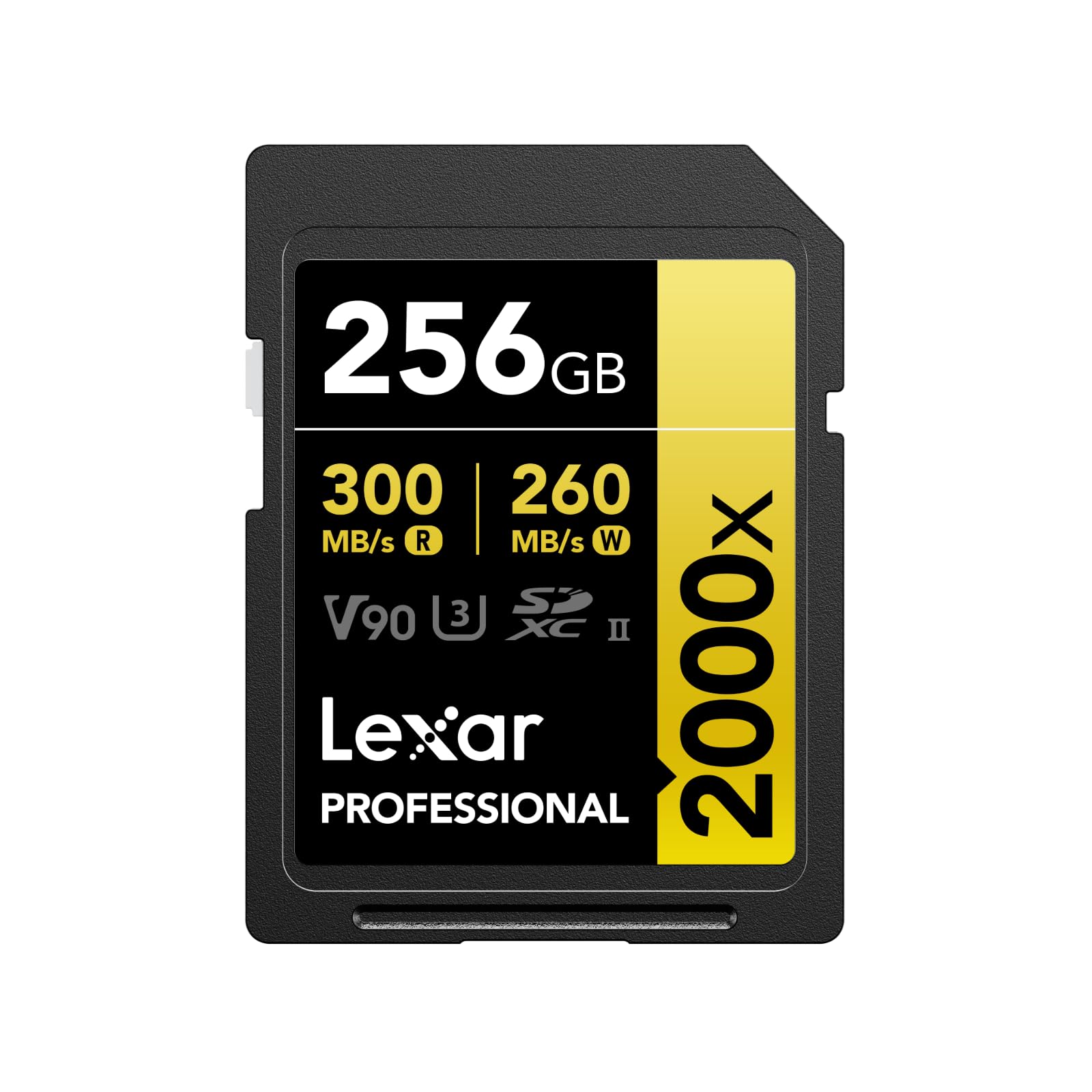 Lexar Professional 2000x SD Card 256GB, SDXC UHS-II Memory Card, Up to 300MB/s Read, 260MB/s Write, Class 10, U3, V90 SDXC Card for DSLR, Full-HD Cinema-Quality 8K Video Cameras