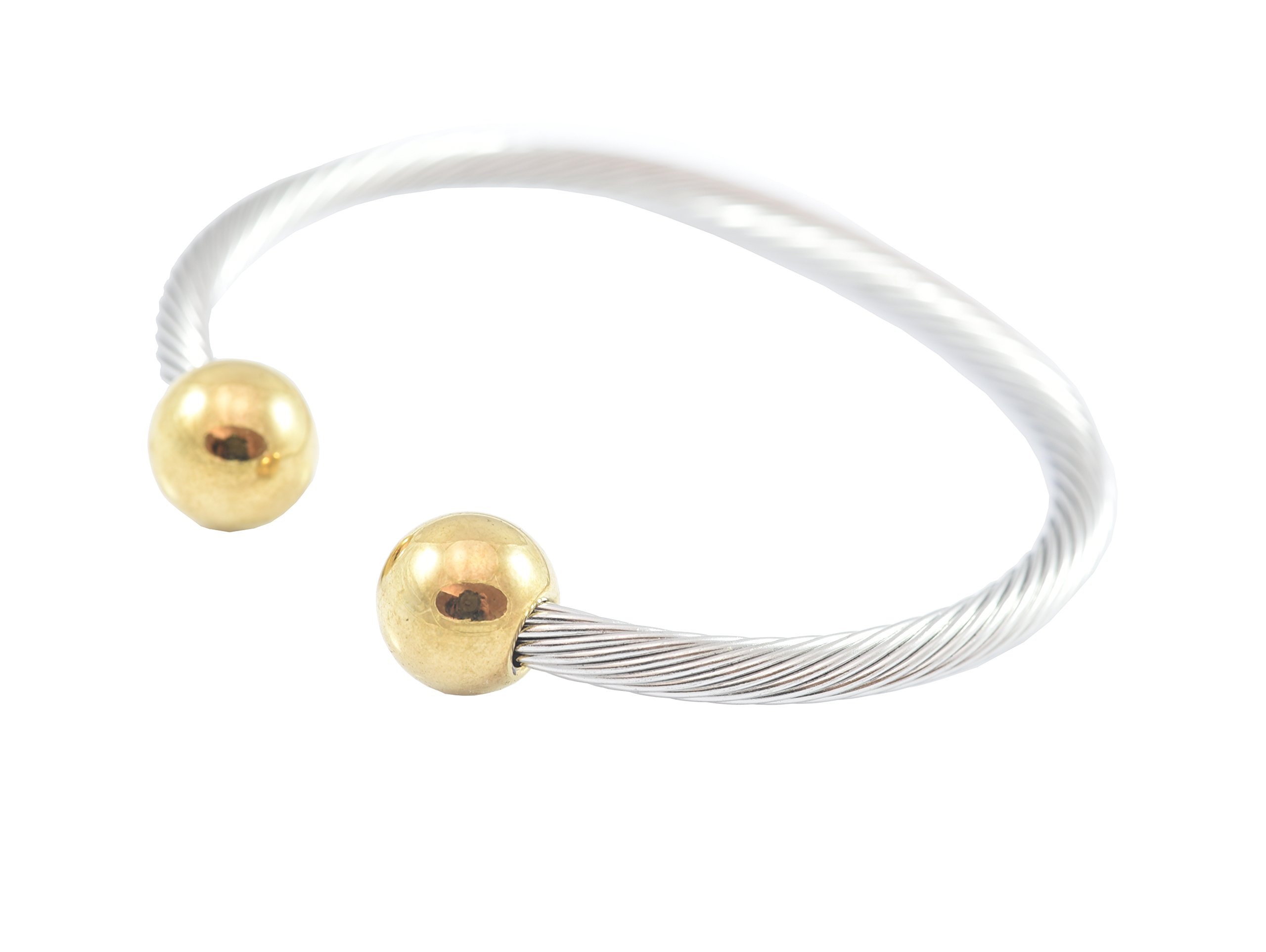 Stainless Steel Twisted Cable Wire Golf Cuff Bangle Bracelet Ball