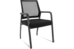 KLASIKA Desk Chair No Wheels, Arm Chair with Ergonomic Lumbar Support and Thickened Seats Cushion, Waiting Room Chairs for Office School Church Guest Reception, Black