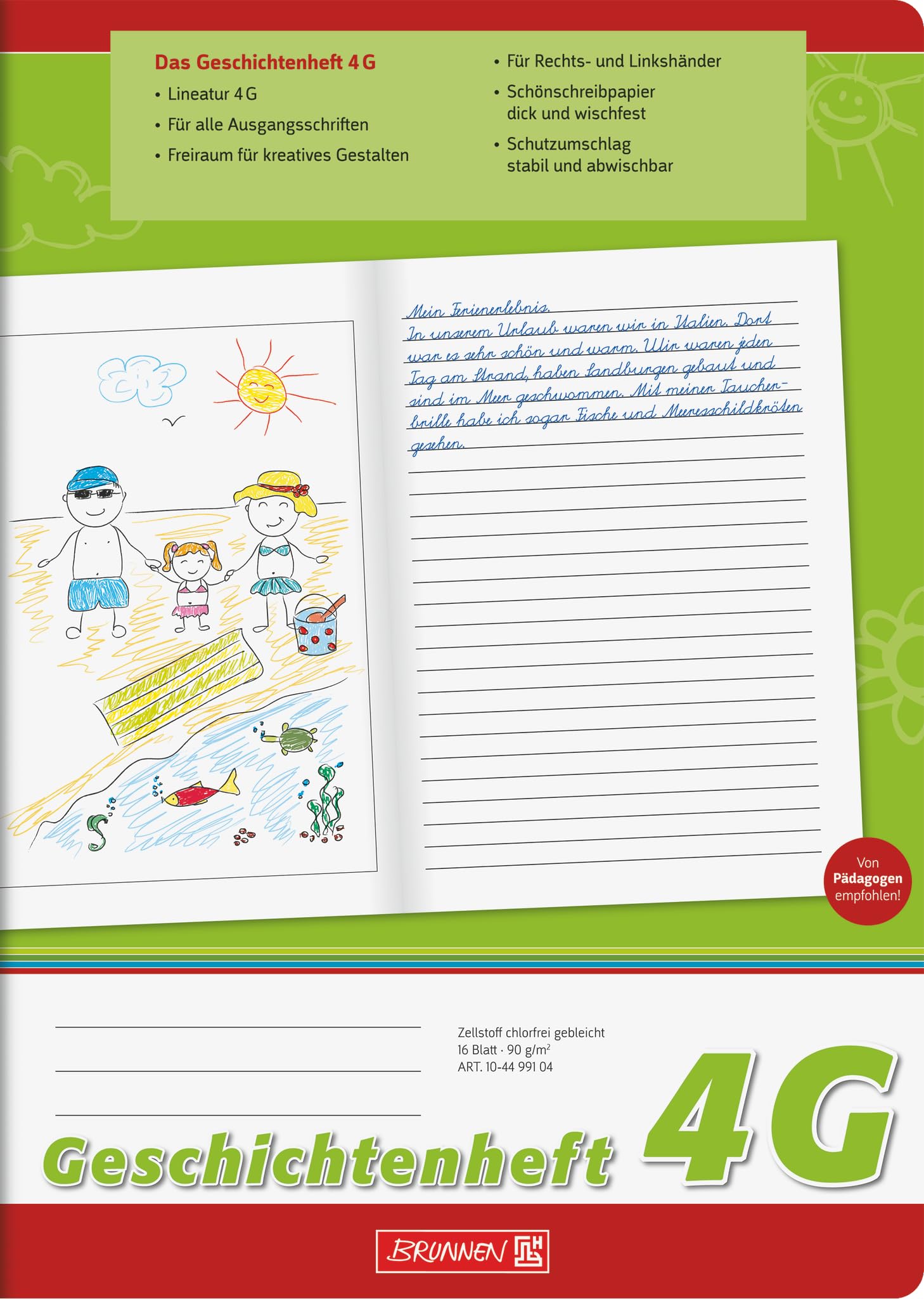 Brunnen 104499104 Story Notebook, A4, 16 Pages, Lined, Style 4G