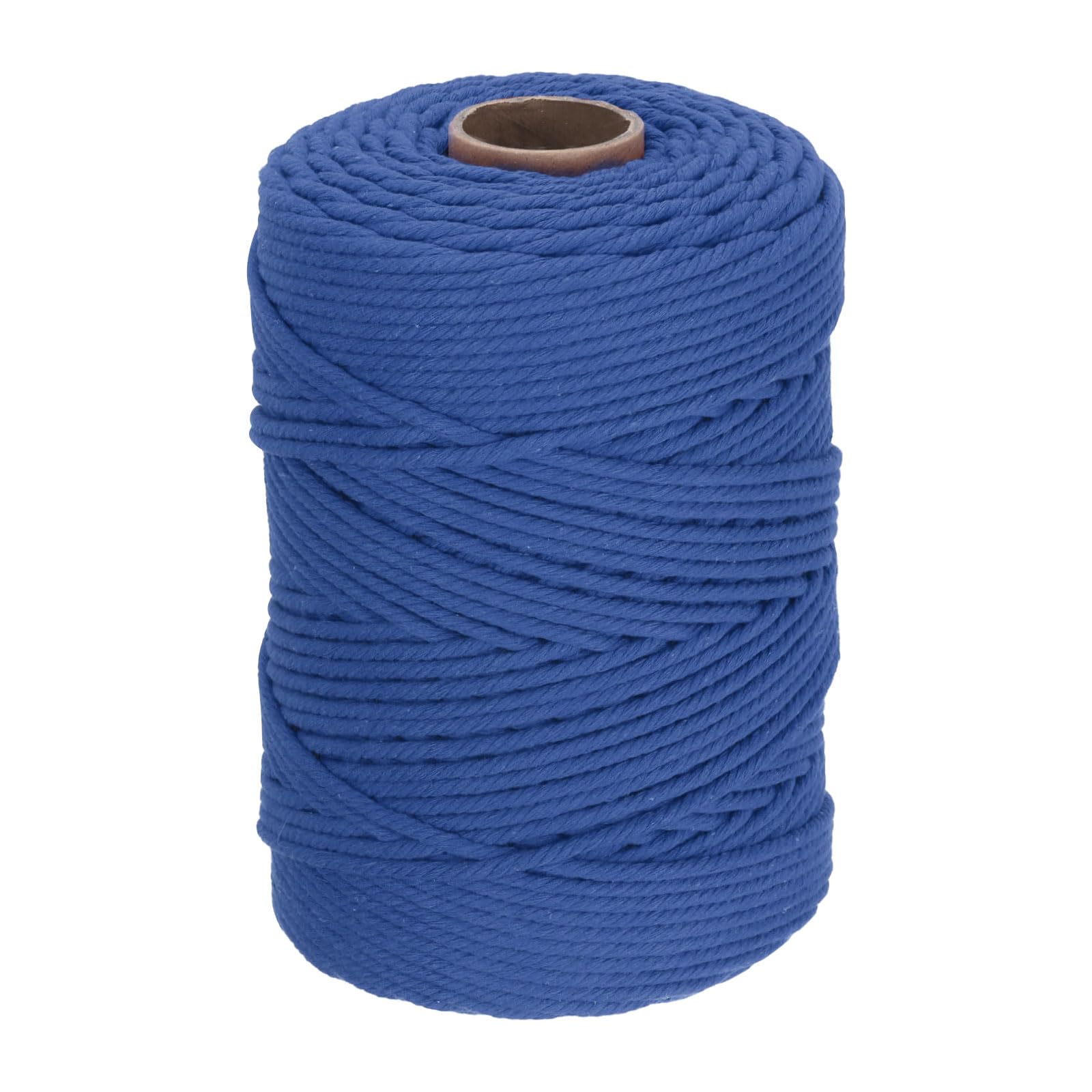 DMiotech 4mm x 220M (241 Yard) Deep Blue Natural Cotton Macrame Rope, Wall Hanging Handmade Single Strands Twisted Macrame Cotton Cord for Plant Hangers, Gift Wrapping Wedding