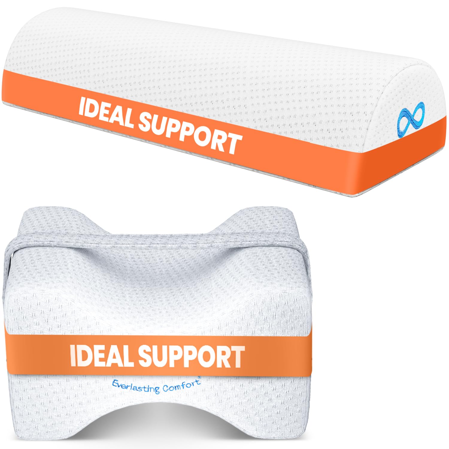 Everlasting Comfort Knee Pillow & Half Moon Pillow - Sleep Harmony Set for Pain Relief & Postural Support - Align Your Spine, Relieve Pressure, and Enhance Comfort