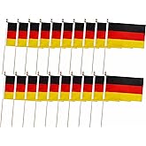 20 Pack Germany Flags German Stick Flag Small Mini Handheld Flags with 12.6inch Wooden Poles for National Day,World Cup,Sports Events, Party Decorations (5×8 Inches)