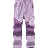 Buyboxs Kids Winter Pants Fleece Lined Waterproof Boys Ski Pants Thermal Outdoor Softshell with Zipper Pockets