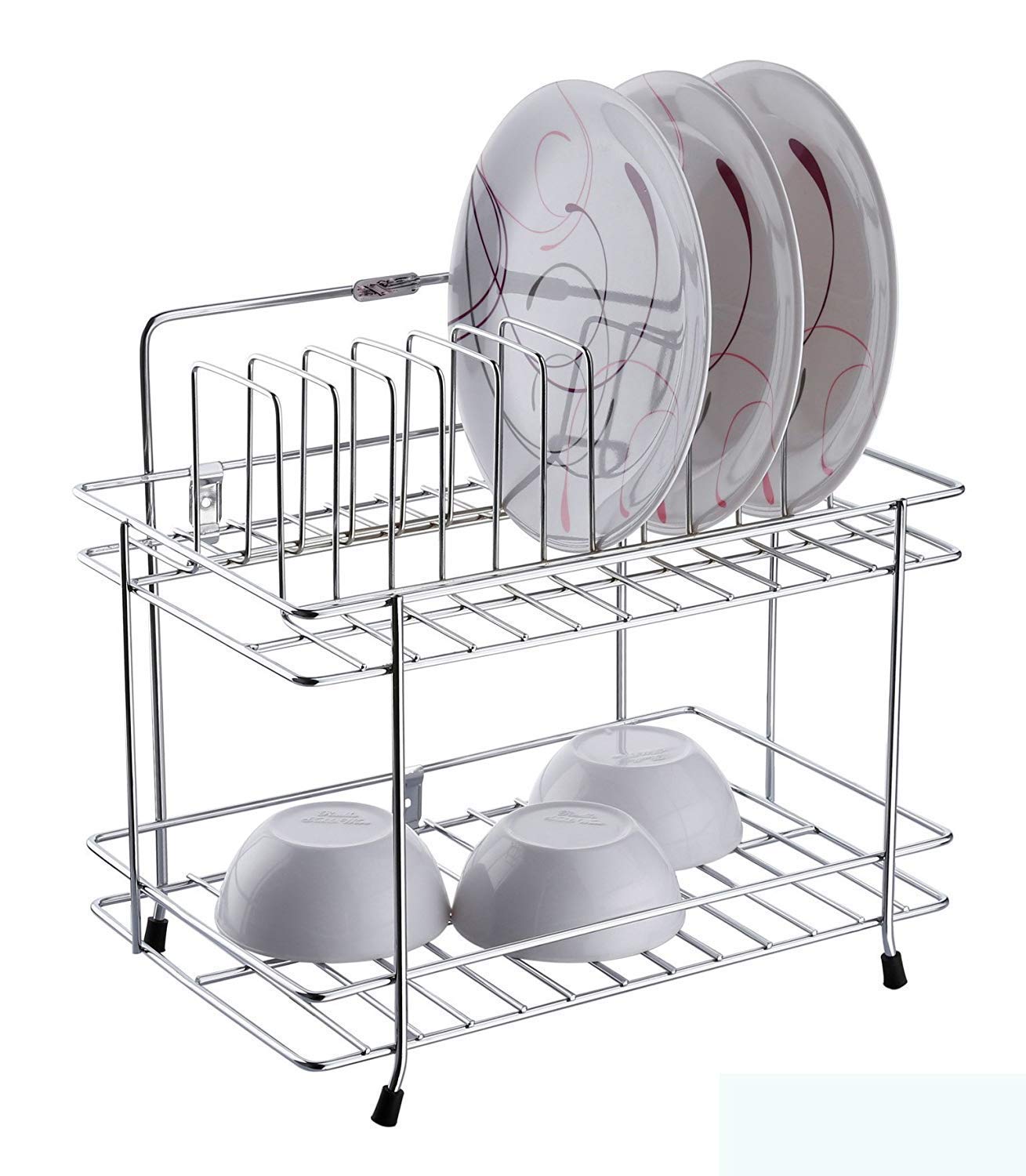 Lariox Stainless Steel 2 Layer Plate & Bowl Stand Kitchen Utensil Rack