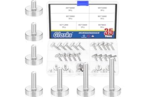 Glarks 35pcs M5 x 8/10/12/16/20/25/30MM Knurled Round Thumb Screws, Fully Threaded Thumb Screw Bolts, Flat Knurled Head Thumb Screws Bolts, Shoulder Grip Knobs Fasteners for Electronic, Mechanical