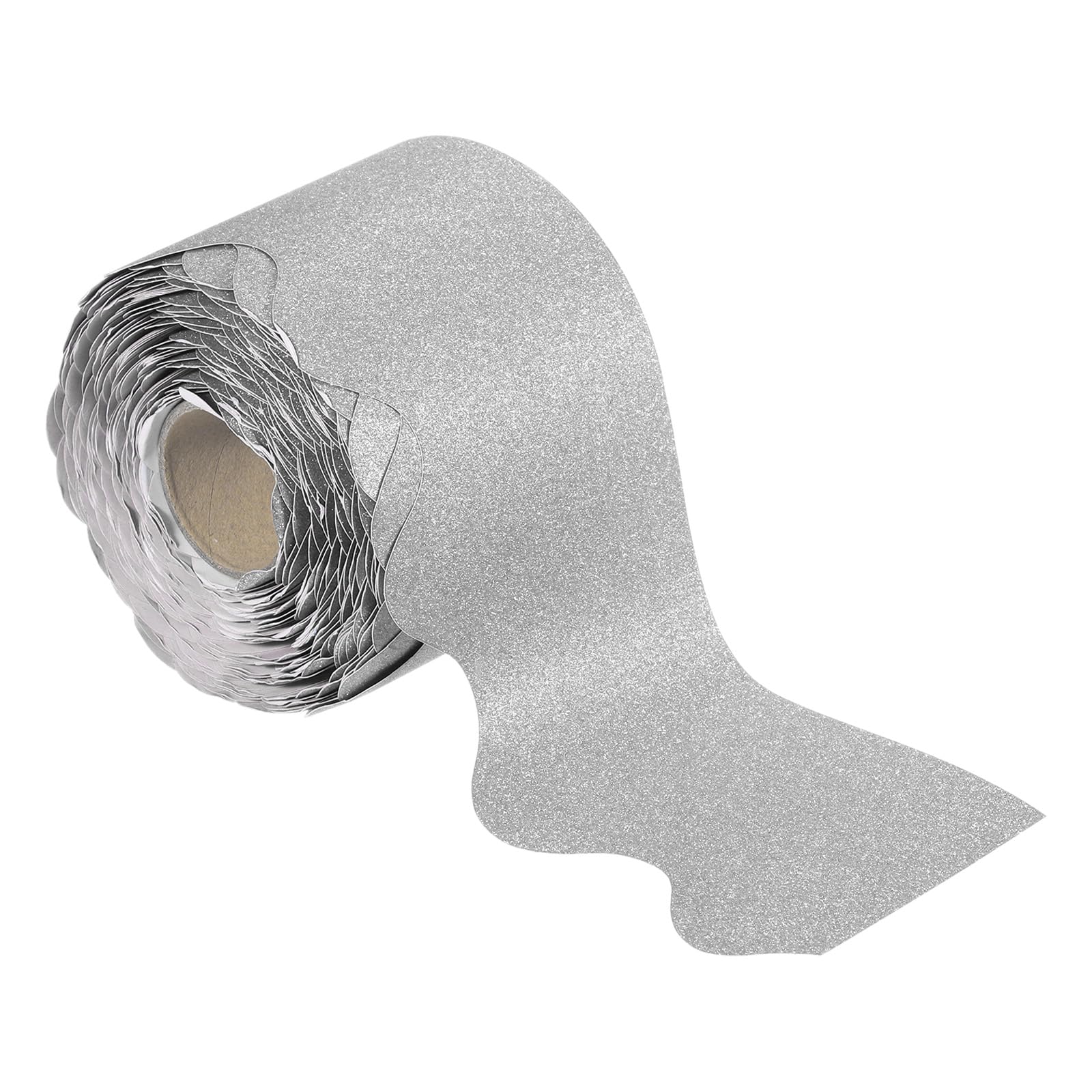 PATIKIL 3" x 65.6ft Bulletin Board Border, Scalloped Trim Strips Wall Decor for Locker Classroom Cork Poster Black Board White Chalkboard, Silver