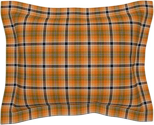 Amazon Com Roostery Pillow Sham Plaid Tartan Orange Brown Tan Halloween Autumn Fall Print 100 Cotton Sateen 30in X 30in Flange Sham Home Kitchen