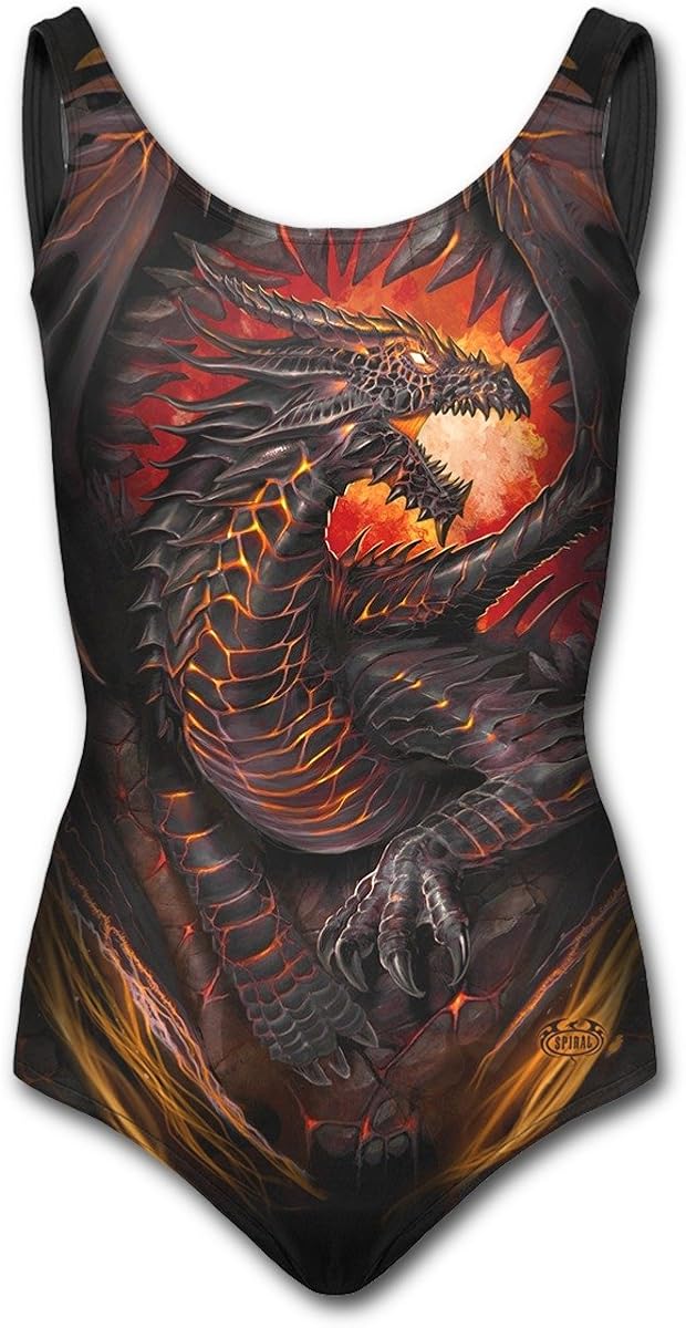 Spiral - Women - DRAGON FURNACE - Allover Scoop Back Padded Swimsuit, Black