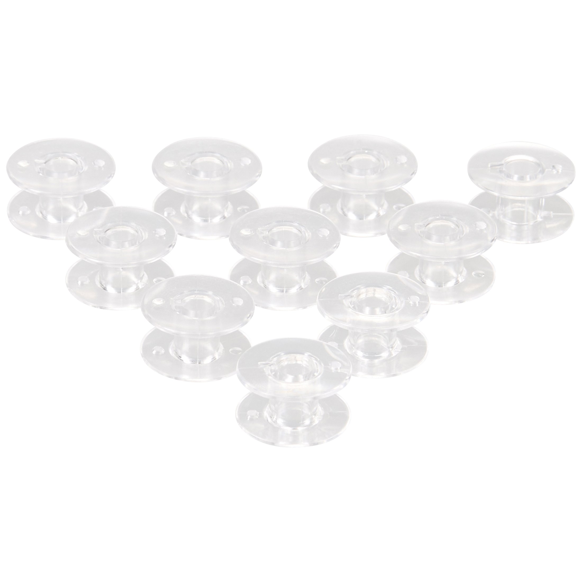 Levivo Sewing Machine Bobbins, transparent, 10 plastic bobbins, lower thread bobbins for standard sewing machines, transparent