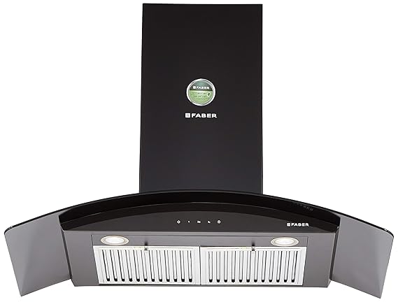 Faber 90 Cm 1095 M3/Hr Chimney (Hood Feel Plus 3D T2S2 Bk Tc Ltw 90, 2 Baffle Filters, Touch Control, Black)
