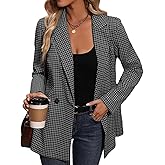 Mina Self Womens Blazer Plaid Blazer Womens Blazers Jackets Blazers for Work Professional Open Front Business Casual Clothes for Women Work Office Blazer Jacket Gray 0S