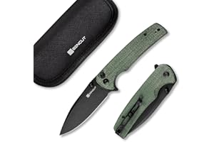 SENCUT Sachse Pocket Knife Folding Knife for EDC, Green Micarta Handle 9Cr18MoV Blade Foldable Knife with Clip, Button Lock Everyday Carry Knife for Men Women Indoor Outdoor Gift S21007-2