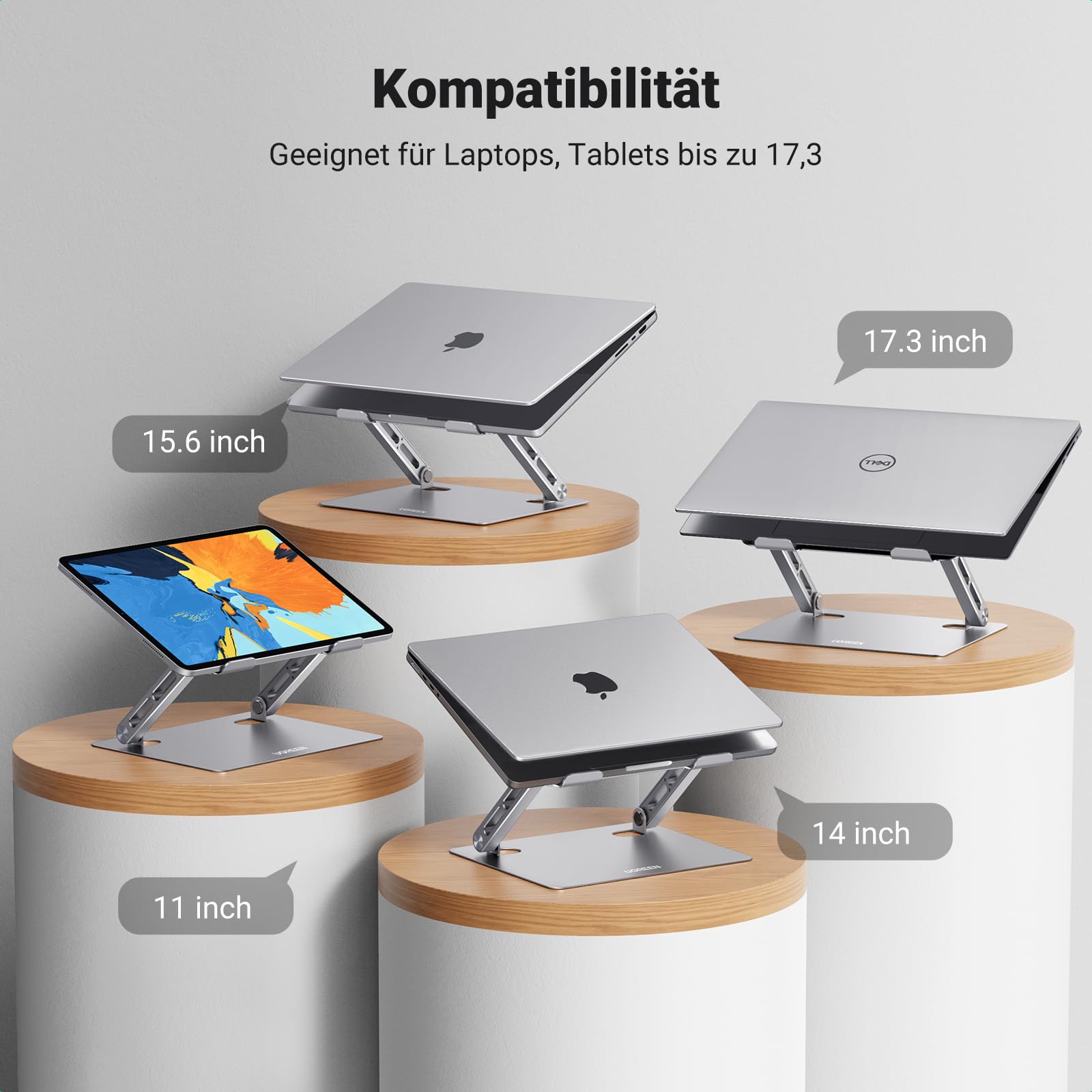 UGREEN Laptop Ständer Höhenverstellbarer Faltbarer Laptop Stand Ergonomischer, Belüfteter Laptopständer Notebook Stand Kompatibel mit MacBook Air, Pro, Dell Allen Laptops 10-17.3" 7