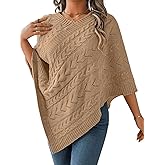 EHSUYAB Women Knit Poncho Sweater, Irregular Hallow Out Cape Top Casual Fashion, Lightweight Knitted Shawl Wraps Fall Winter