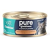 CANIDAE Pure Goodness, Wet Cat, Salmon &amp; Whitefish, 2.46 oz, 24 Pack | Adult Wet Cat Food, Shreds in Broth, Grain Free, Premium Proteins, Can Be Meal or Topper, Free from Corn, Wheat, and Soy