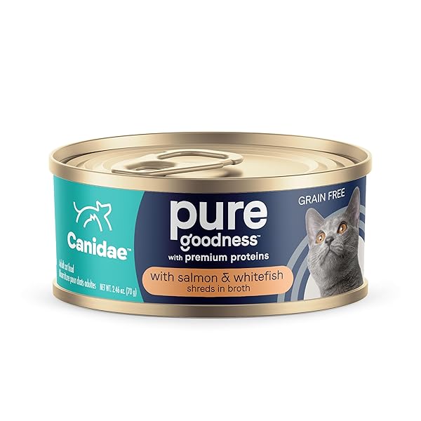 CANIDAE PURE ADORE PREMIUM WET CAT FOOD, SALMON & WHITEFISH IN BROTH, 2.46 OZ. (CASE OF 24), GRAIN FREE