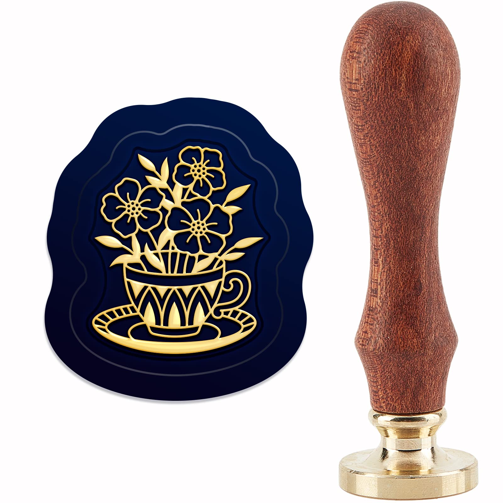 CRASPIRE Wax Seal Stamp Flowers Shape Anemone Sealing Wax Stamp Head with Universal Wood Handle for Invitations Cards Bottle Gift Business Thanks Scrapbooking Decor