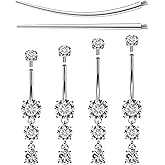 Boernfnso Internally Threaded Belly Button Rings Surgical Stee, Extra-Long & Short Simple Belly Rings, 14G Belly Piercing Jewelry,Navel Piercing Jewelry for Women Men 10mm 12mm 14mm 16mm