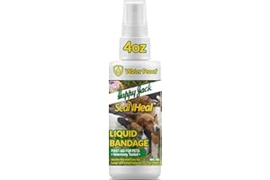 HAPPY JACK Seal 'N Heal Liquid Bandage for Dogs, Cats, Pets, Wound Care Spray (4 oz), Protects Against Minor Cuts, Burns, Waterproof Seal, Discourages Licking & Chewing, for Paws & Body, Made in USA