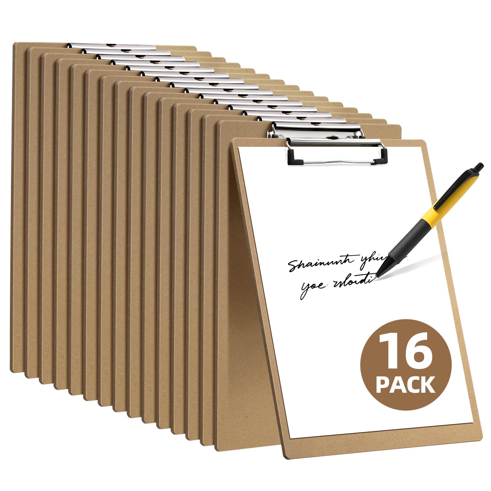 Photo 1 of HappyHapi 16 Pack Clipboard 8.5 x 11 Letter Size Clip Boards Bulk, A4 Wooden Hardboard Office Clipboards Pack for Classroom, Work-Meetings, Brown