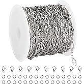 YOUBEIYEE 13 Feet Stainless Steel Chain for Jewelry Making Hollow Rhomboid Link Chain Necklace DIY for Women and Men Jewelry Making Chains Bulk